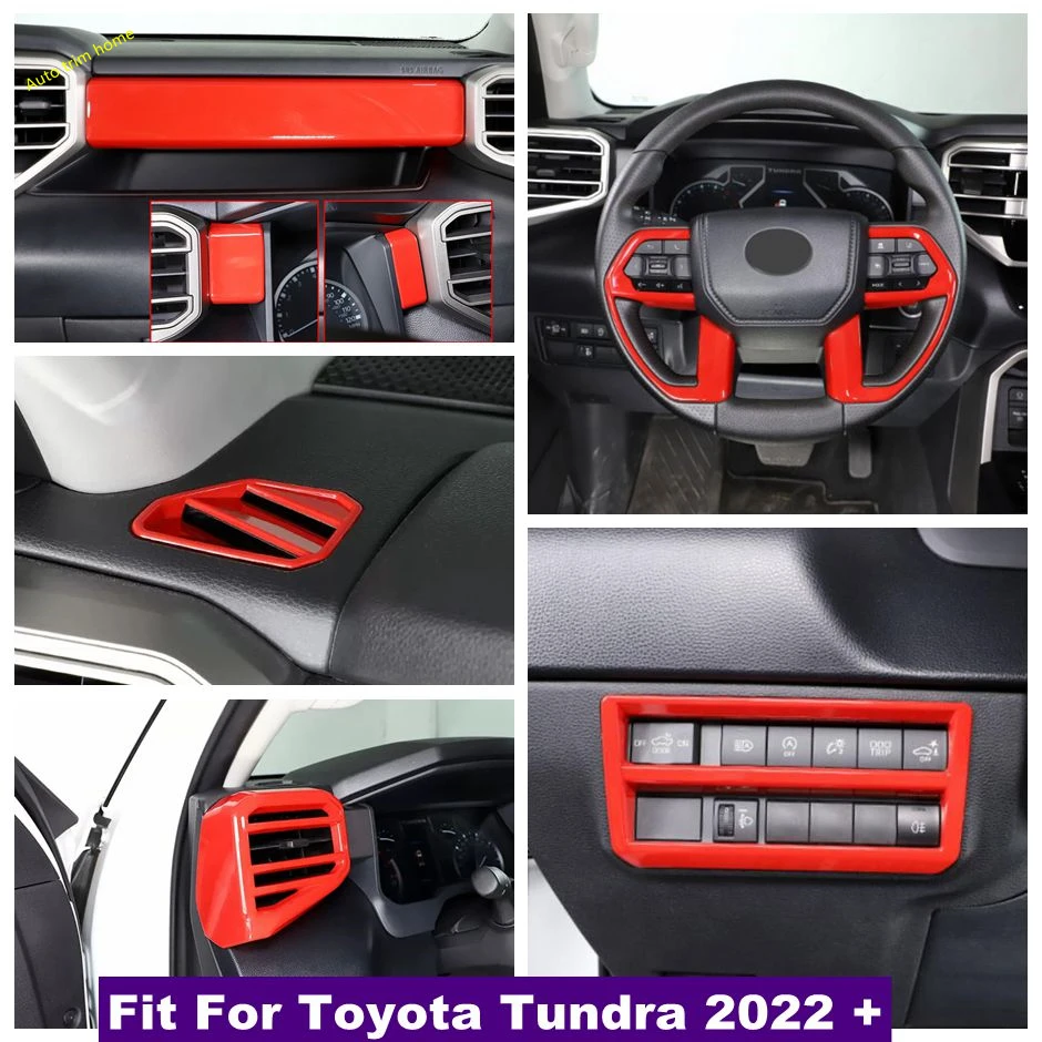 

Steering Wheel / Center Control Strip / Head Light Switch / Air AC Outlet Cover Trim For Toyota Tundra 2022 2023 Car Accessories