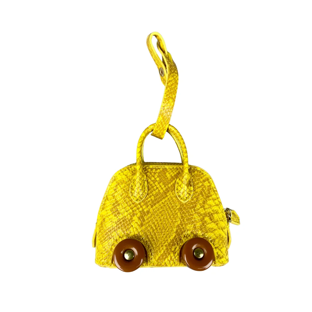 Mini-Tasche aus Leder mit Schlangenprägung – Ohrhörer- und Lippenstiftbeutel mit kontrastfarbenen Rädern – PU-Leder-Tasche Charm – ideales Geschenk für Frauen – Detail 11