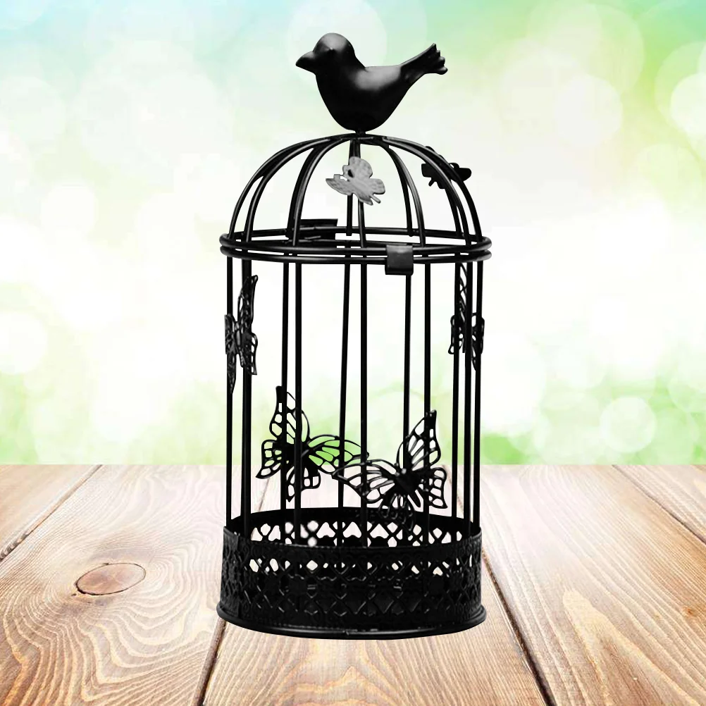 Bird Vintage Metal Candlestick Holder Bird Cage Lanterns Holder Candlesticks for Home Wedding ( White )