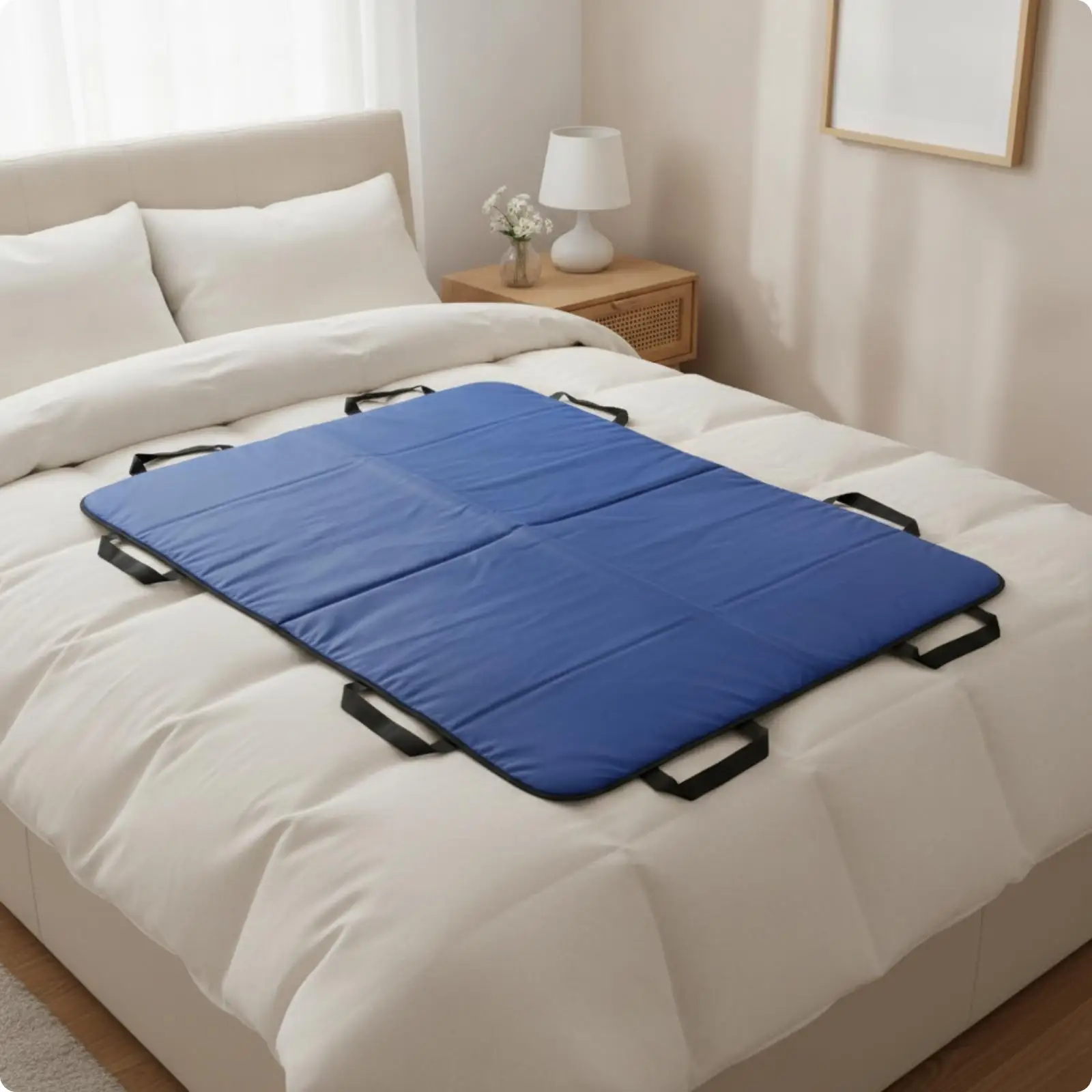 Nylon Patient Transfer Board Sheet with Multiple Padded Handles for Moving Seniors Bed Transfer Helper for Home Care
