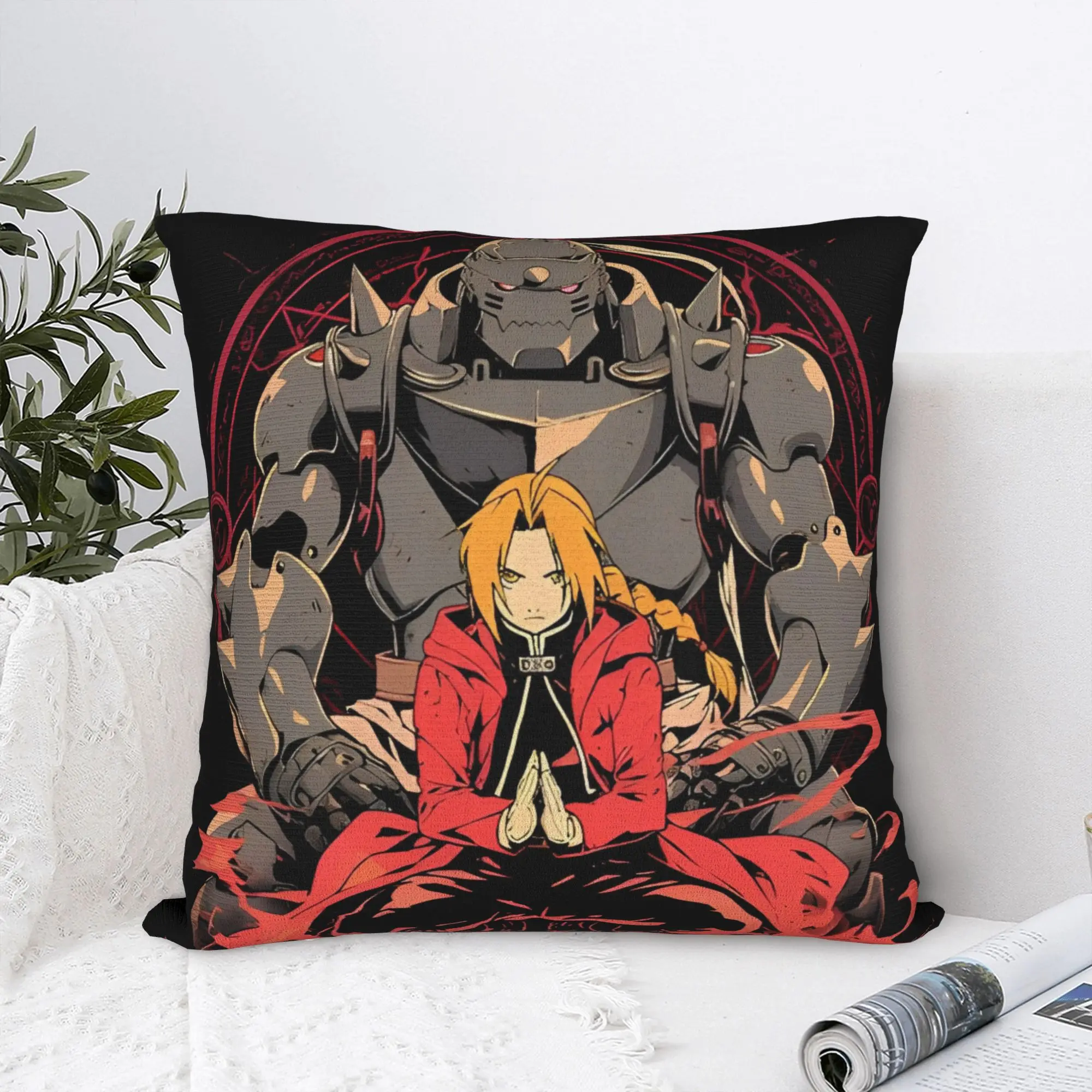 Fullmetal Alchemist Anime Edward Pillowcase Printing Polyester Cushion Cover Decor  Pillow Case Cover Home Zipper 45*45cm