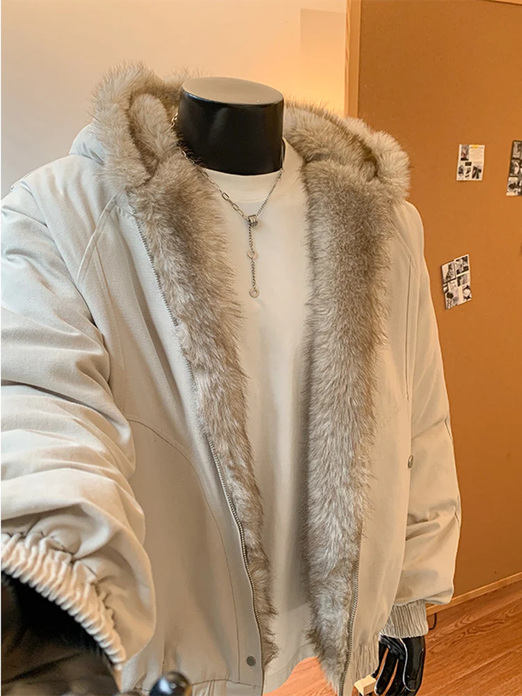 معطف رجالي من Cleanfit بغطاء للرأس من القطن مع ياقة من الفرو ملابس خارجية غير رسمية شتوية دافئة ملابس خارجية كلاسيكية أمريكية #5