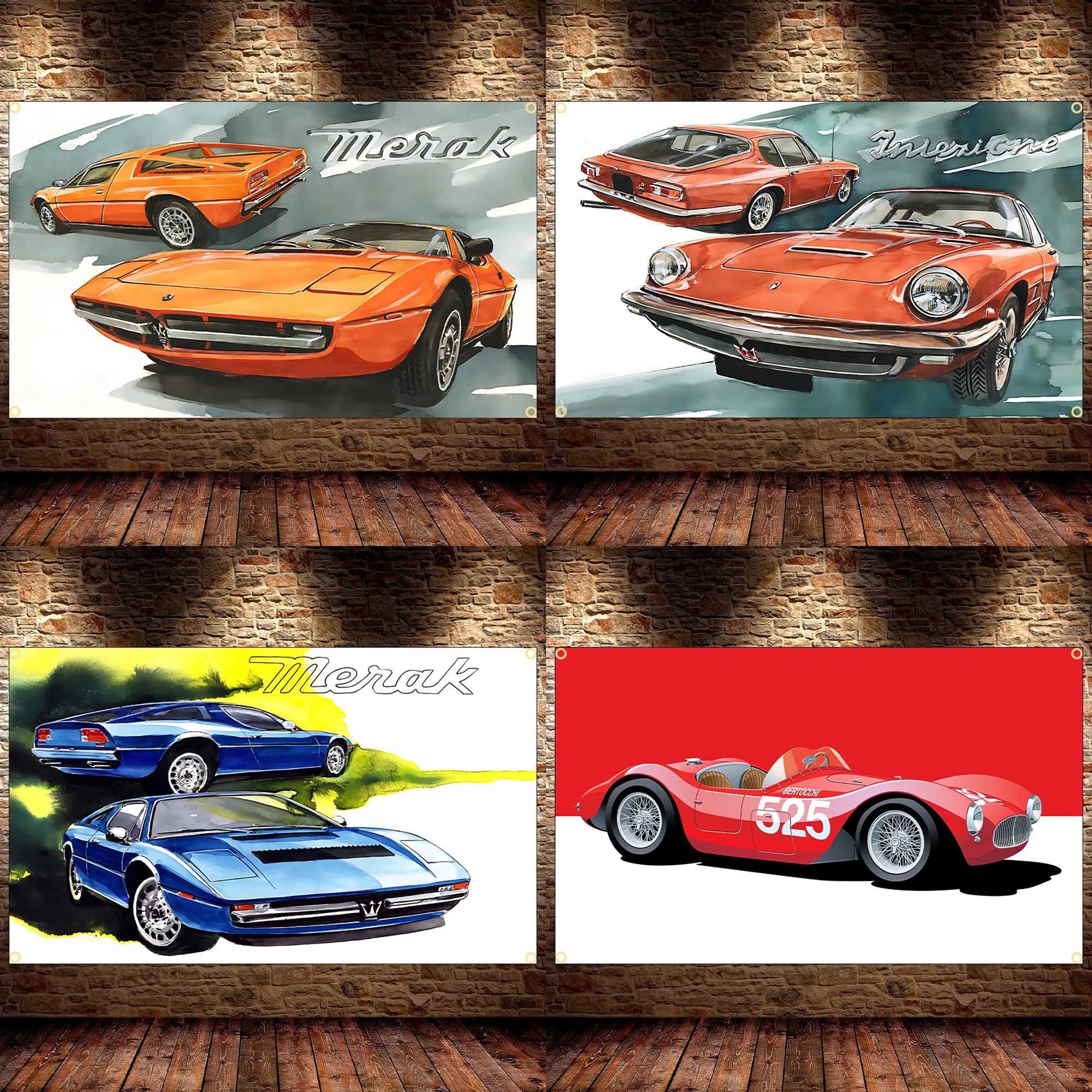 FLAGDOM 2X3FT 3X5FT M Car 300S Car Flag Polyester Supercar Cars Poster Banner For Decor Tapestry Outdoor Home Room  Decor