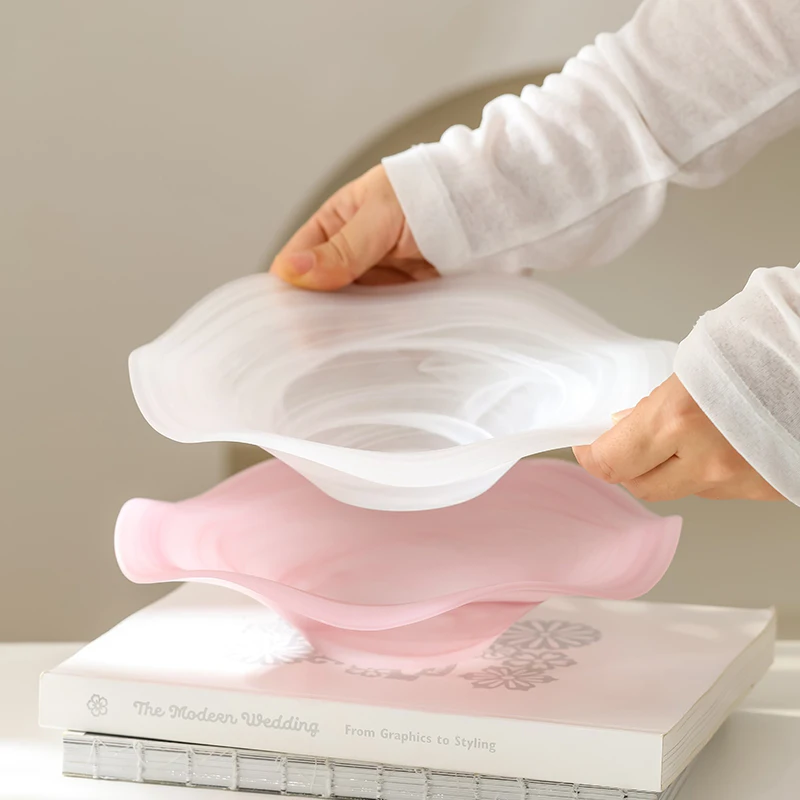 

Creative Glass Fruit Plate Storage Tray Living Room Coffee Table Decoration Simple Modern Large Capacity Salad Bowls Tableware