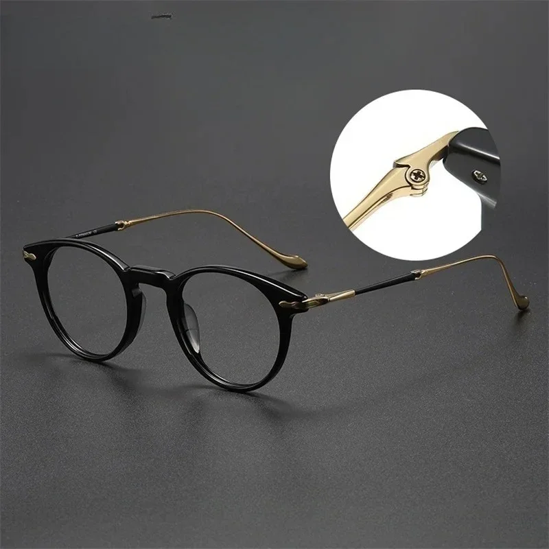 

KIZN Acetate Titanium Optical Design Glasses Frame Men High End Ultra Light Round Glasses for C