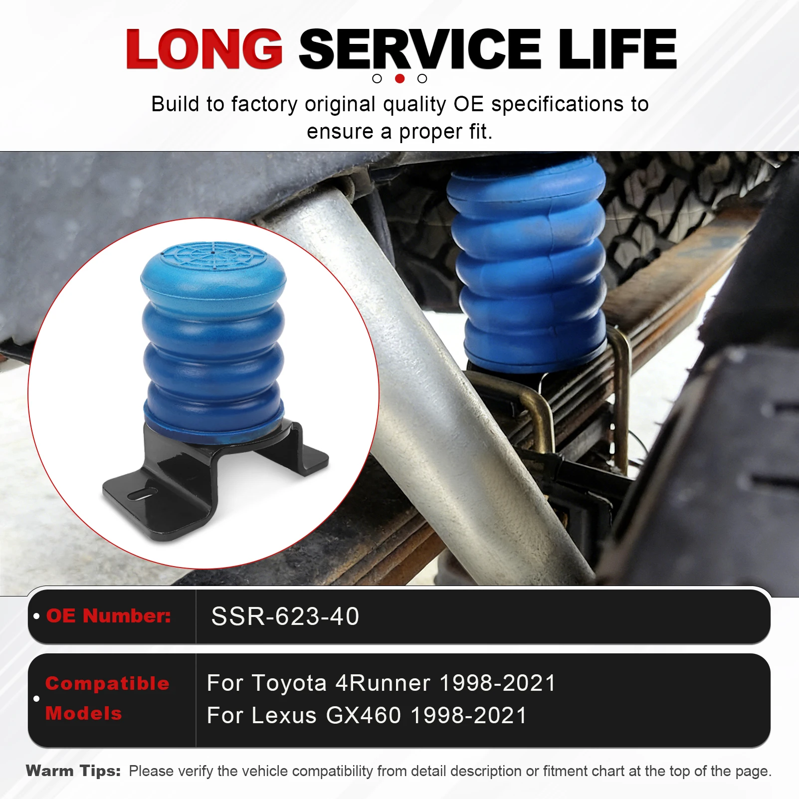 

2 PCS SSR-623-40 Rear Air Help Spring For Toyota 4Runner For Lexus GX460 1998-2021