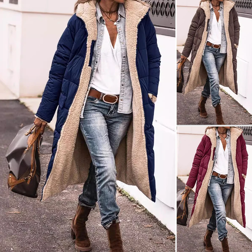 

Women's Padded Coats Autumn Winter 2025 Vintage Chic Retro Outerwear for Woman Casual New In Plain Hooded Regular Fit Coat