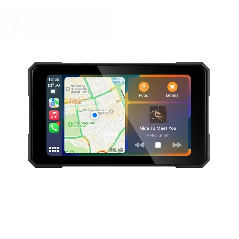 

M15 5-дюймовый сенсорный экран Linux V851 5G WiFi Bluetooth 5.0 IP67 с беспроводным CarPlay и Android для автомобилей и мотоциклов