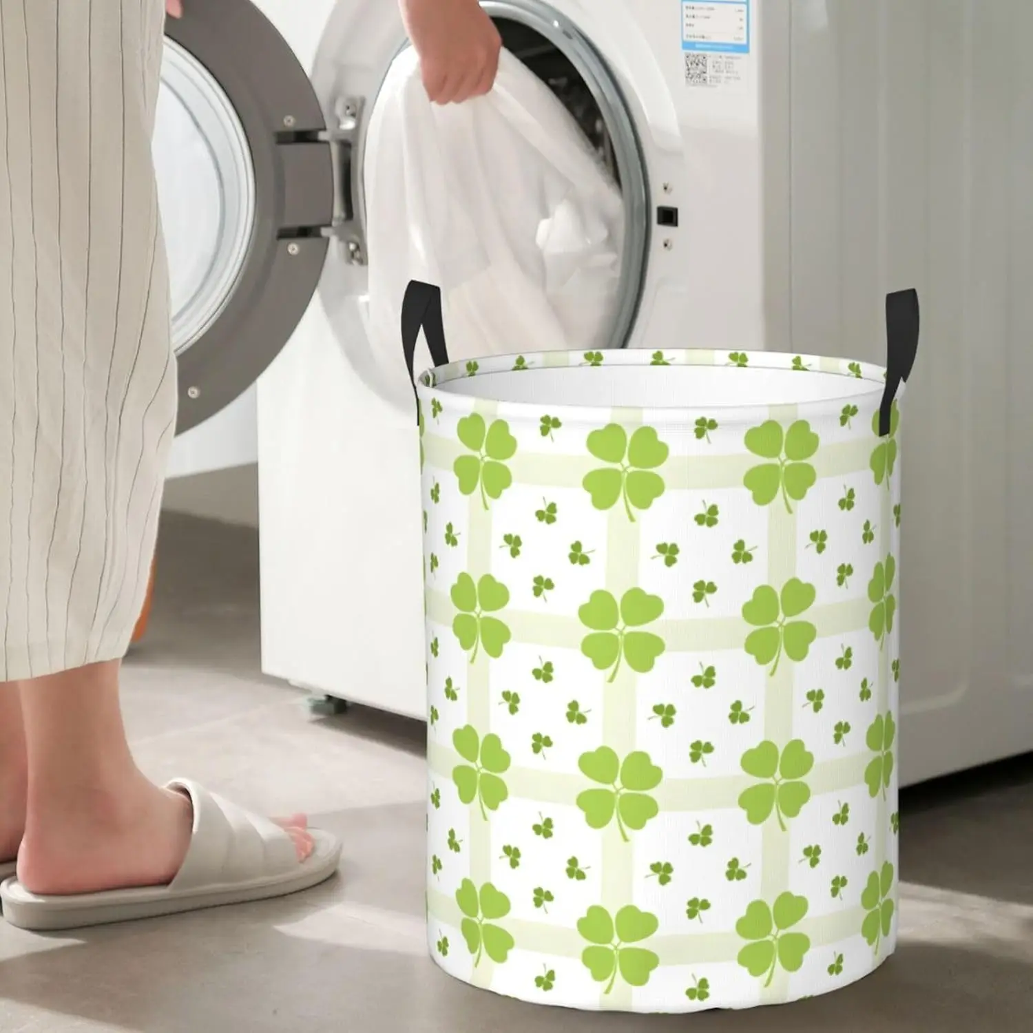 St Patrick's Day Laundry Hamper Collapsible Laundry Baskets with Handles Easy Carry Dirty Clothes Hamper Round Storage Basket
