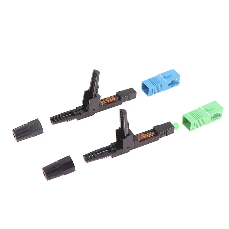 5pcs Embedded SC APC Fiber Optic Fast Connector Single Mode Fiber Optic Adapter FTTH Fiber Quick Connector Field Assembly