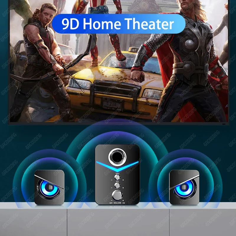 Speaker komputer kombinasi BLUETOOTH berkabel, speaker komputer Bass berat, pemutar musik Stereo, kotak suara Subwoofer untuk PC, ponsel 2024