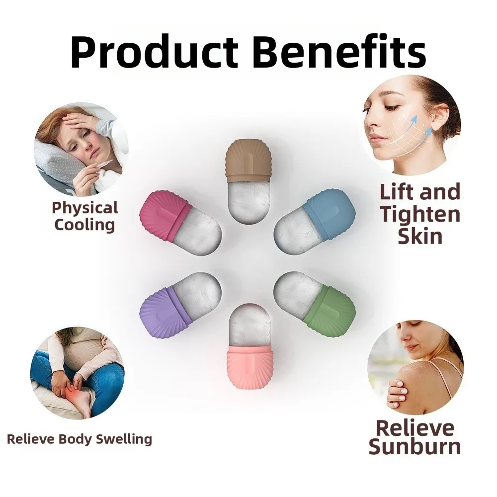 Silicone Ice Cube Face Roller Cooling Shrink Pores Facial Ice Roller De-Puffing Skincare Tool Face Massage Roller Eye Puffiness