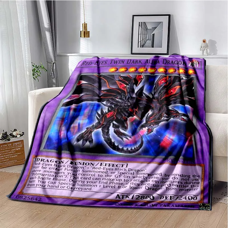 Yu-Gi-Oh Cartoon Anime monster card printed Blanket Travel  Flannel Bedding Throws Warm Soft Outdoor Custom Gift blanket