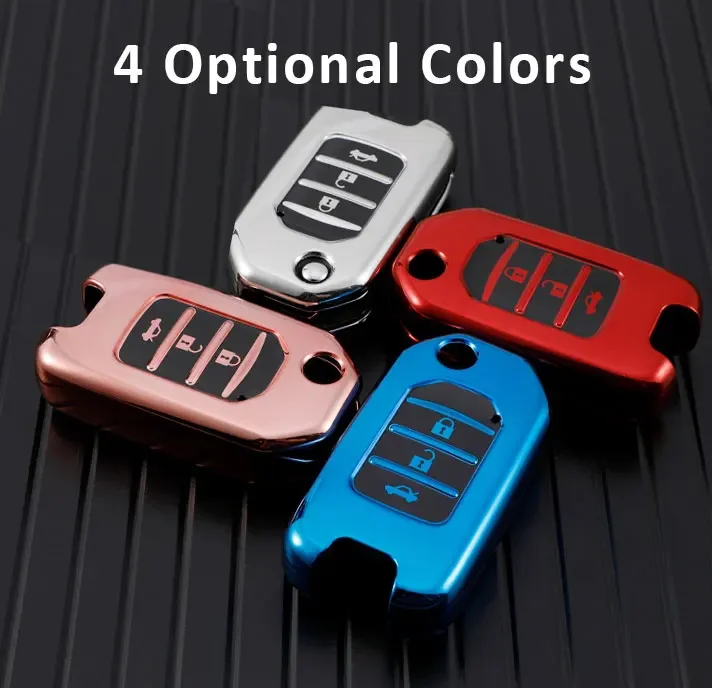 For Honda Accord Civic CR-V HR-V HRV Crider Jade Odyssey Car TPU Folding Key Cover Bag Case Shell Holder Protector Keychain