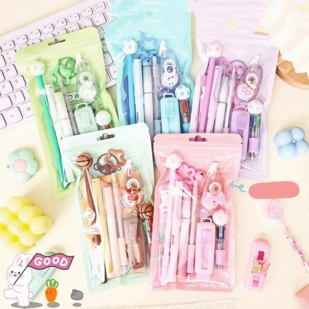

Cartoon School Stationery Set Large Capacity Stick Note Student Tools Gift Kit Eraser Ballpoint Pen Cartoon Stationery Set
