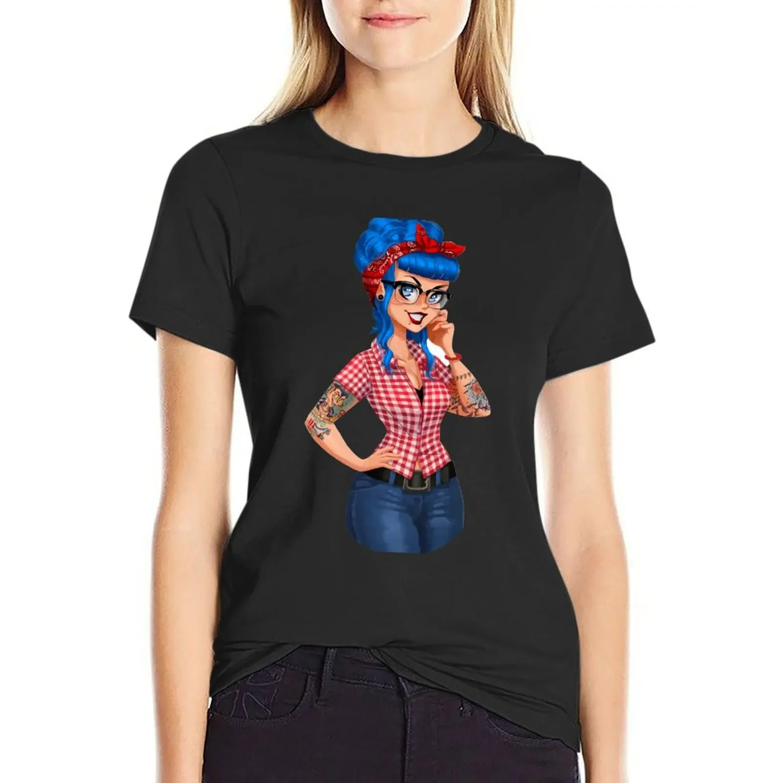 

Rockabilly Val T-Shirt tops Aesthetic clothing graphics white t shirts for Women