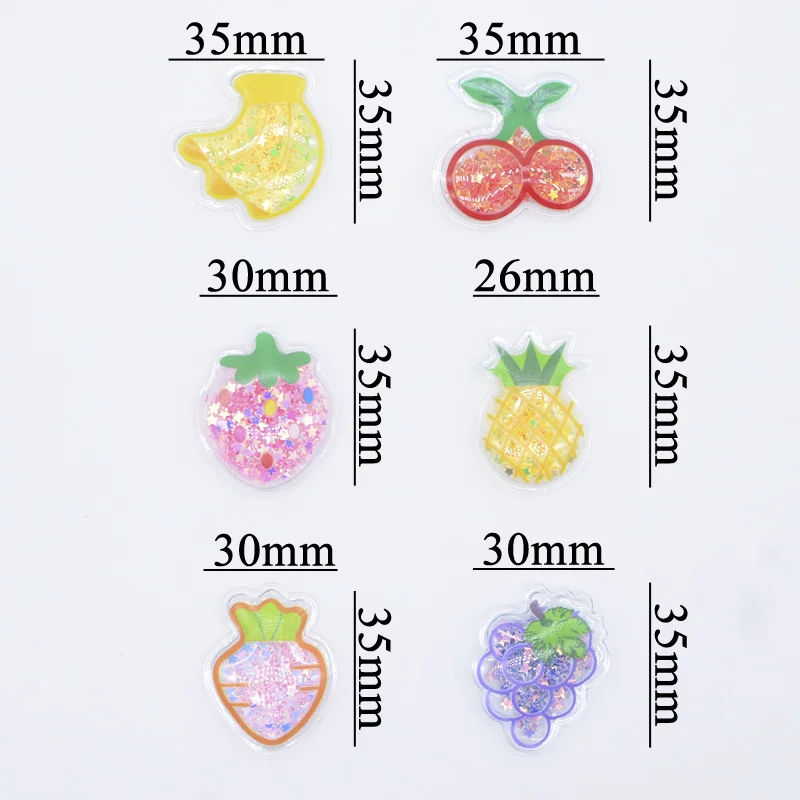 Wholesale 100Pcs Fruits Strawberry  Pineapple Cherry Grape Sequins Shake Applique for DIY Headwear Clips Bow Accessories