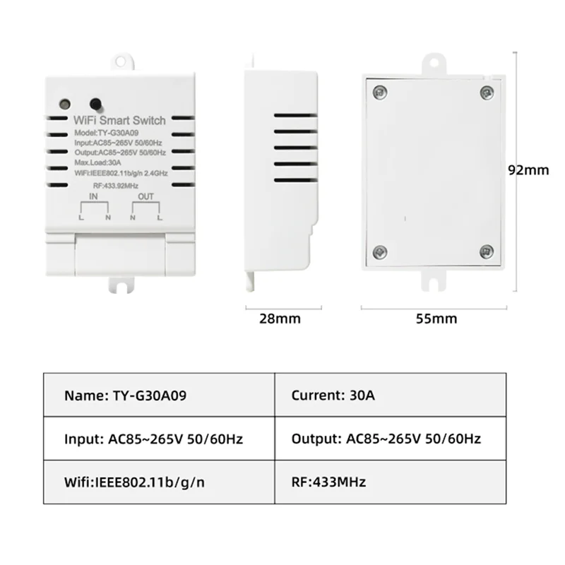 Tuya inteligentny przełącznik WiFi DIY Timer AC 85-265V kontroler bezprzewodowy WiFi 30A monitor mocy Kwh dla Alexa Home