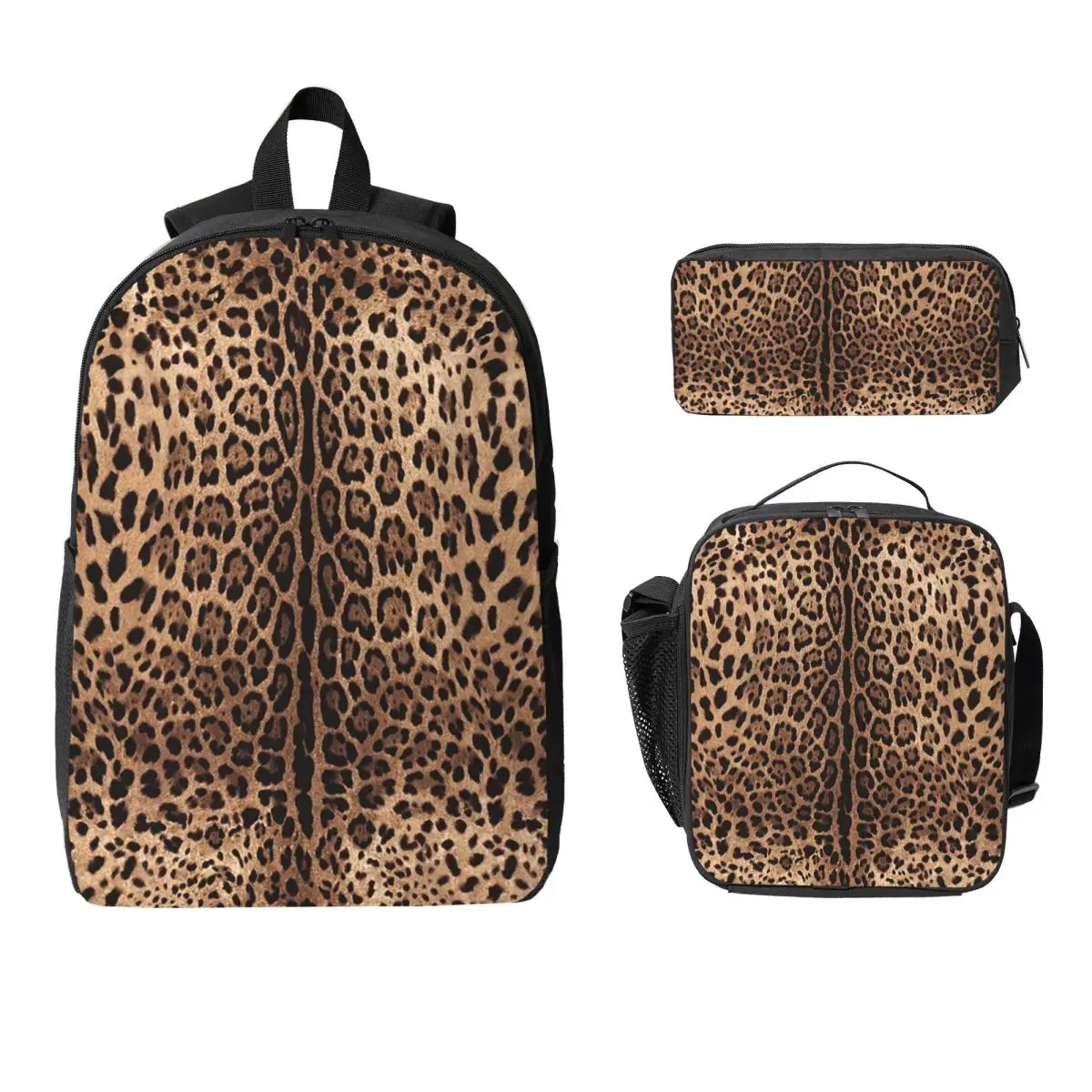 

Leopard Print Skin Backpack Student Boys Girls BookBag School Bag Laptop Shoulder Bags 3ps Insulated Lunch Bag Pencil Case