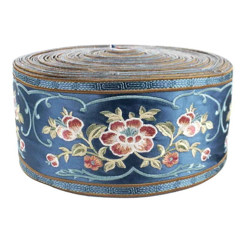

1 м x 10 см новый китайский стиль цветочная вышивка кружевные аксессуары DIY Hanfu древний костюм занавеска диван декоративная тканевая лента