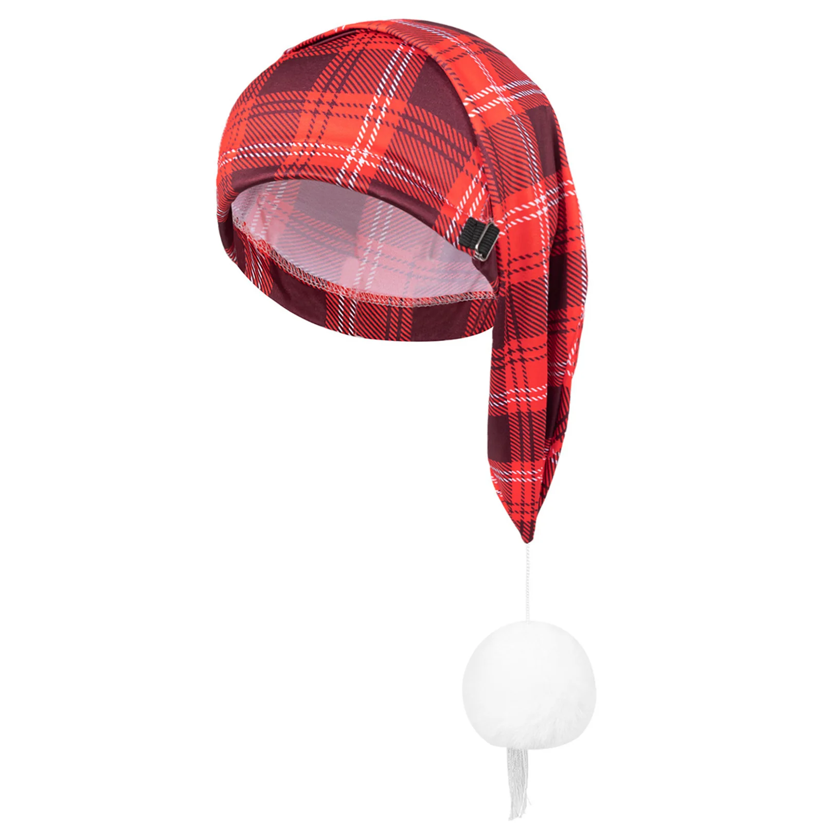 Men\'s Night Sleeping Cap Adjustable Stocking Cap Buffalo Plaid Santa Hat with Pom Ball for Christmas Party Sleepwear Hat Cap