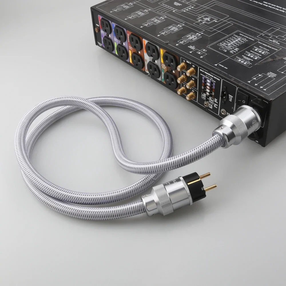 HIFI Pure Copper EU US AU Power Cable HIFI EU Schuko AC power cord with gold plated plug