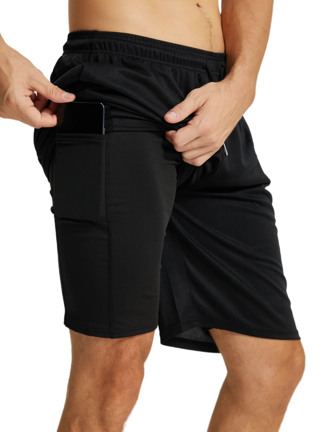 Men's Double Layer Fitness Shorts Men Fitness Gym Training 2 in 1 Sports Shorts Quick Dry Workout Jogging Double Deck