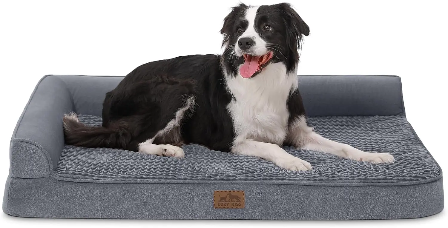 

Orthopedic XL Dog Bed, Large Supportive Foam Couch with Waterproof Cover, Anti-Slip, Washable, 42x30x7.5 in, Grey
