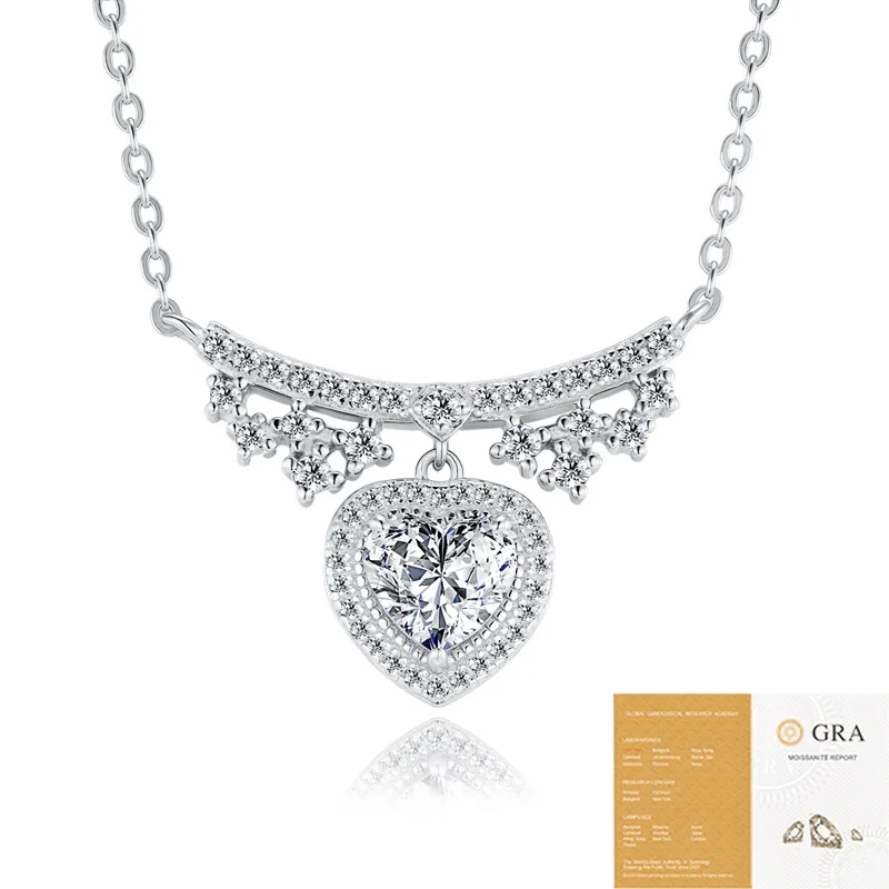 

Luxury 1.0ct Moissanite necklace S925 Silver Plated 18K White Gold Heart-Shaped For Women Gifts