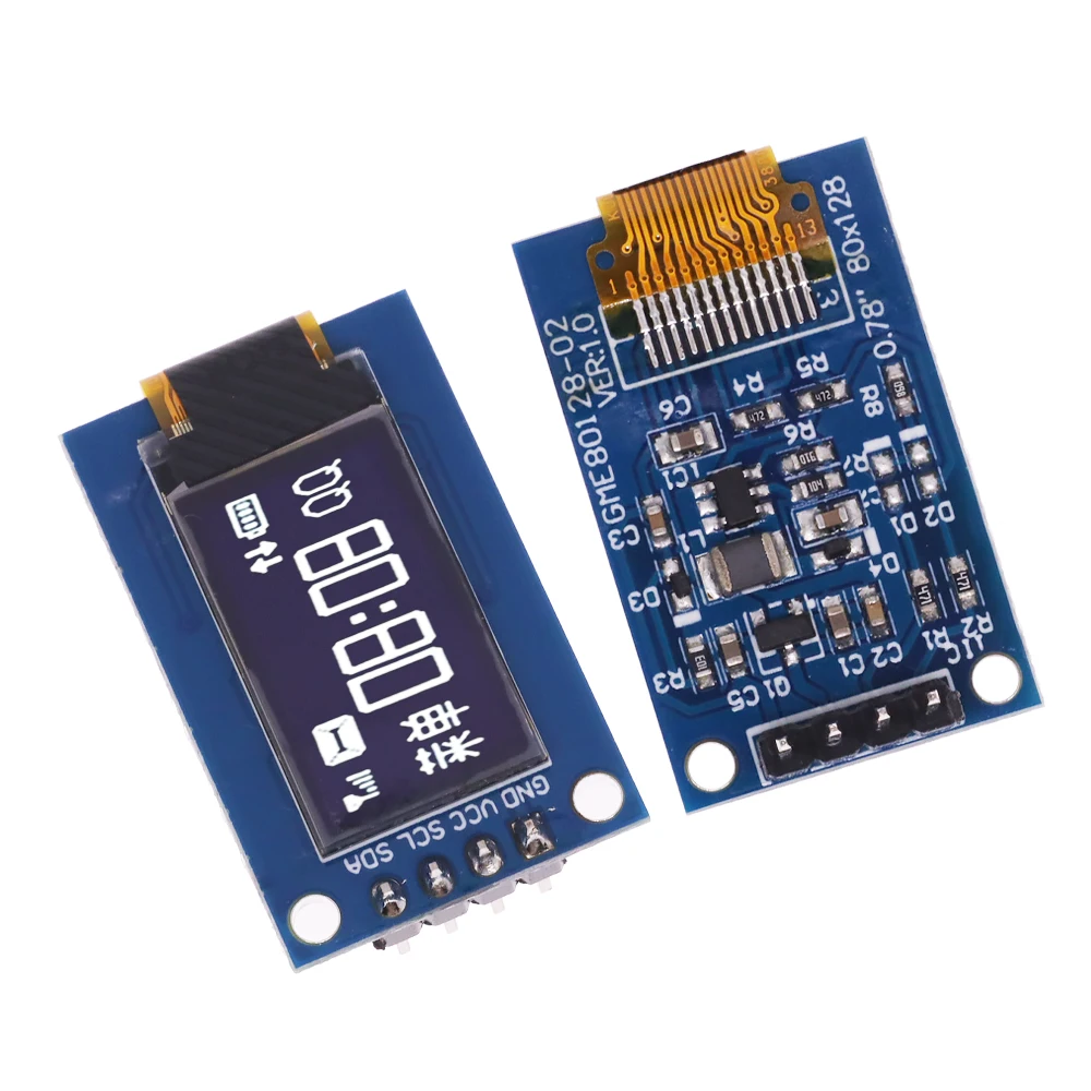 0.78 inch OLED Display LCD Screen Module 0.78" White Color Resolution 128*80 SPI Interface SH1107 driver 128X80 for arduino