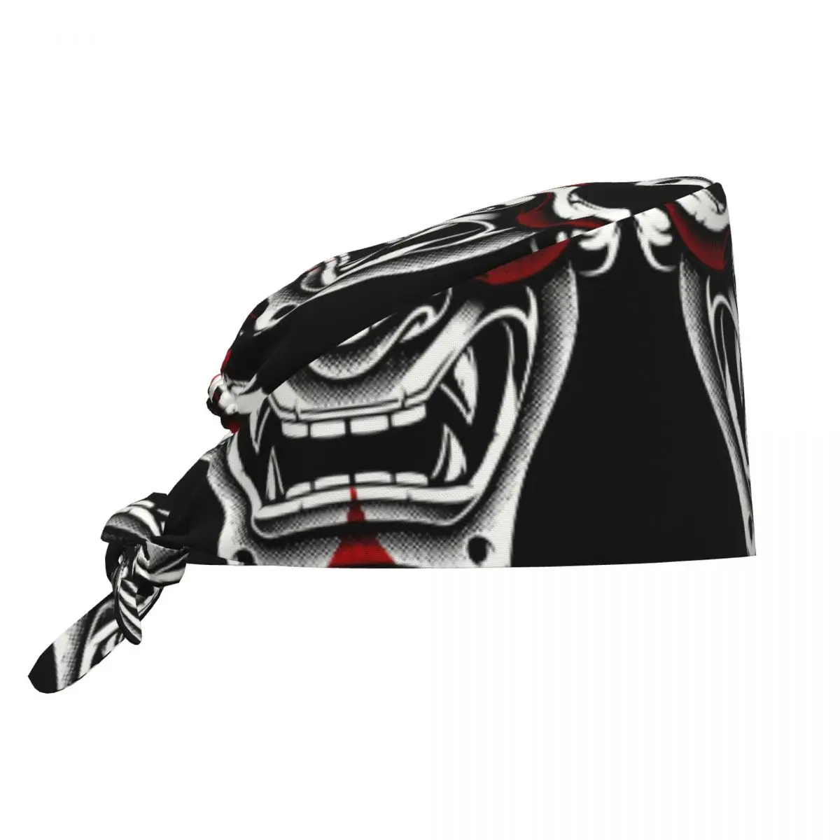 White Red Okami Kitsune Kabuki Oni Demon Working Cap Surgical Hats Samurai Tattoo Operating Room Cap Nursing Cap Lab Works Hat