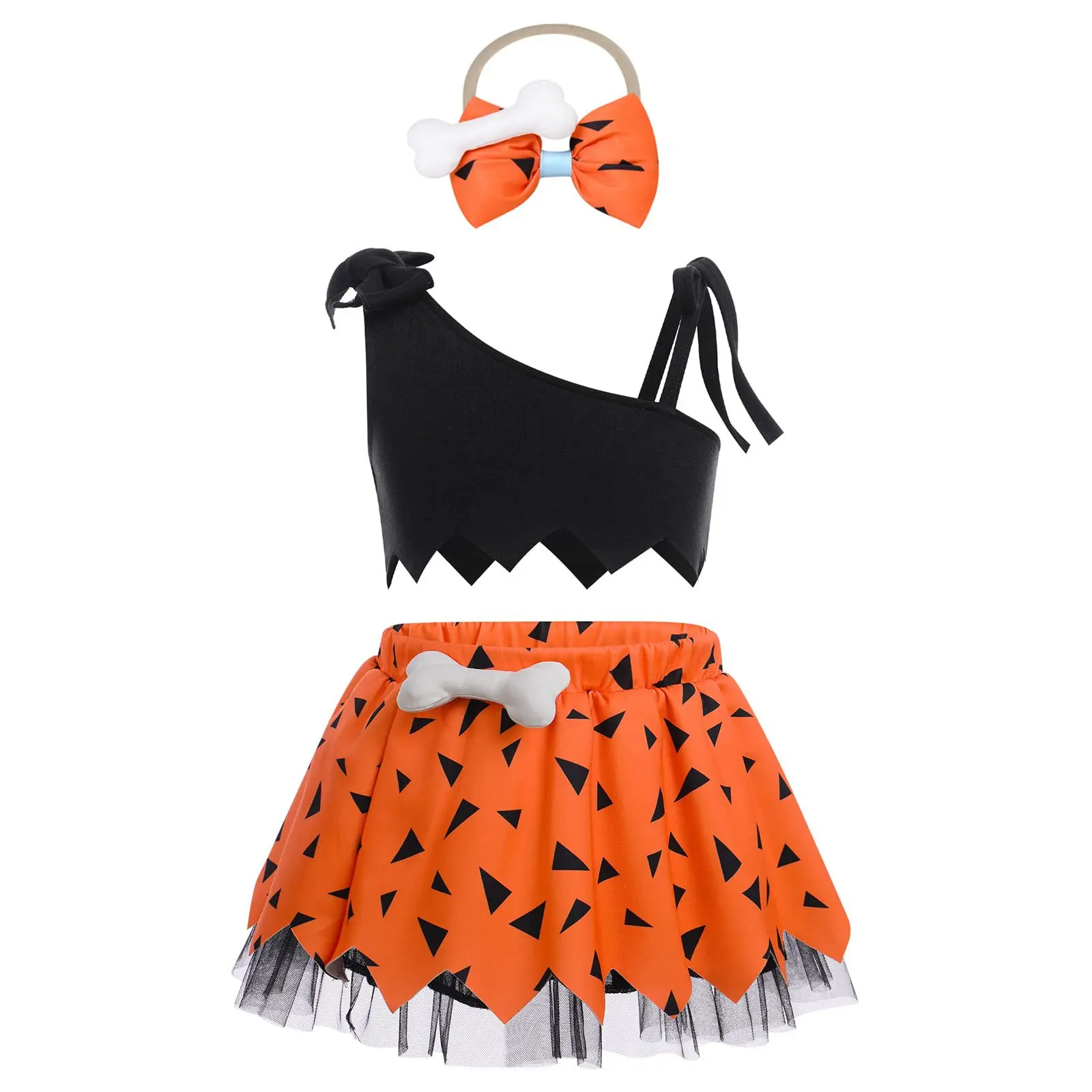 Baby Halloween Dog Bone Dress with Bow Headband Girl Boys Inspired Dress up Costume Family Party Suit