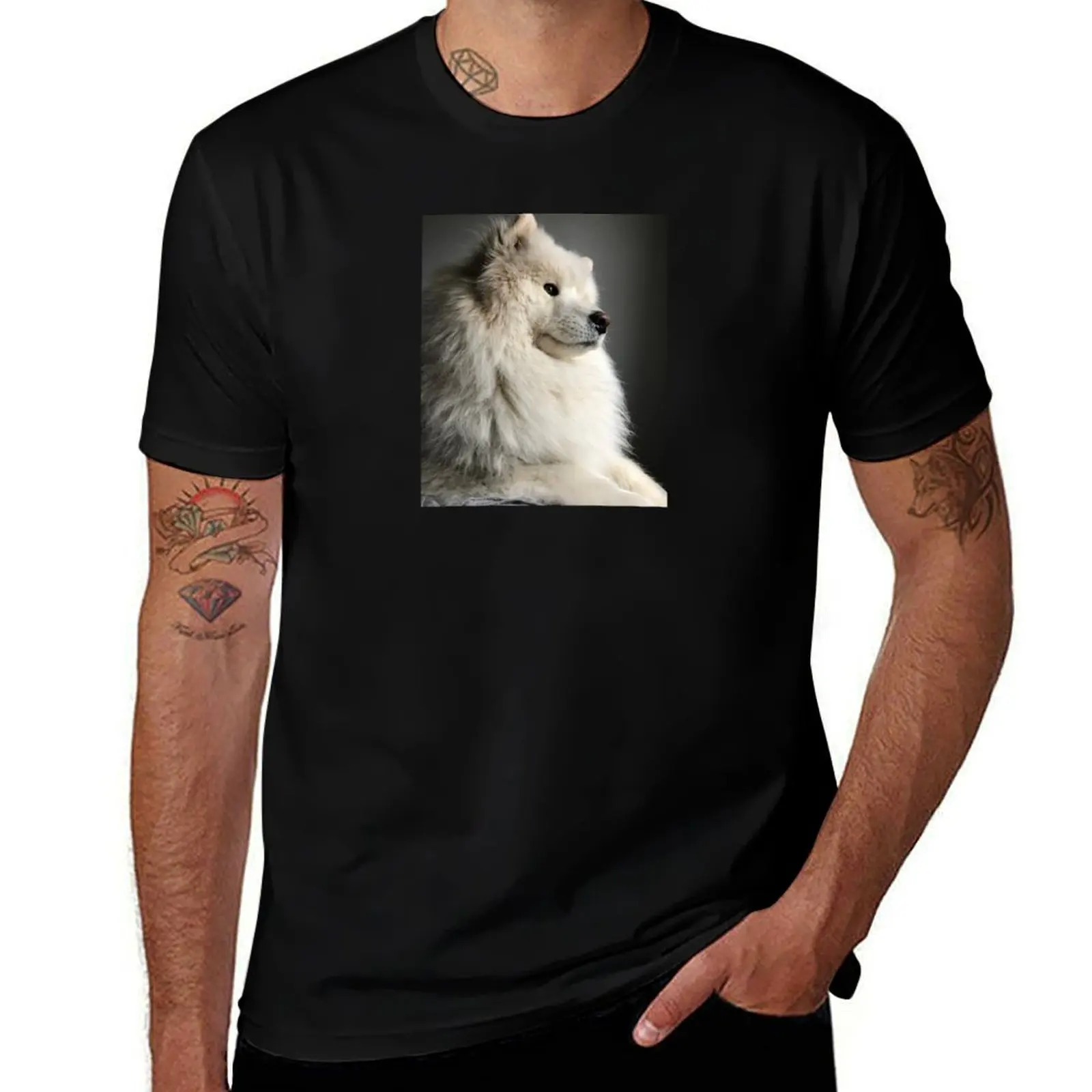 Samoyed doin a contemplate T-Shirt Soft Cotton Print T-Shirt