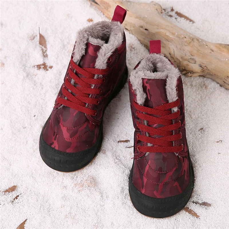 2026 Winter Children Outdoor Kids Plush Thickened Non-slip Snow Boots Boys Girls Sneakers Warm Ankle Boots Hiking High-top Shoes