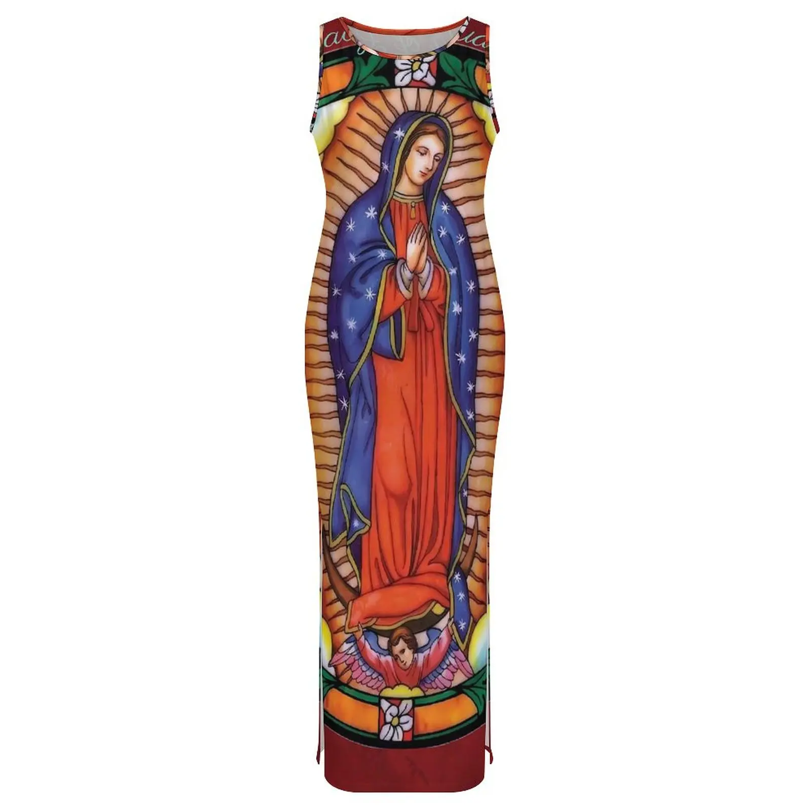 Our Lady of Guadalupe Dress Sleeveless Virgin Mary Aesthetic Maxi Dresses Kawaii Bodycon Dress Women Design Oversize Clothes