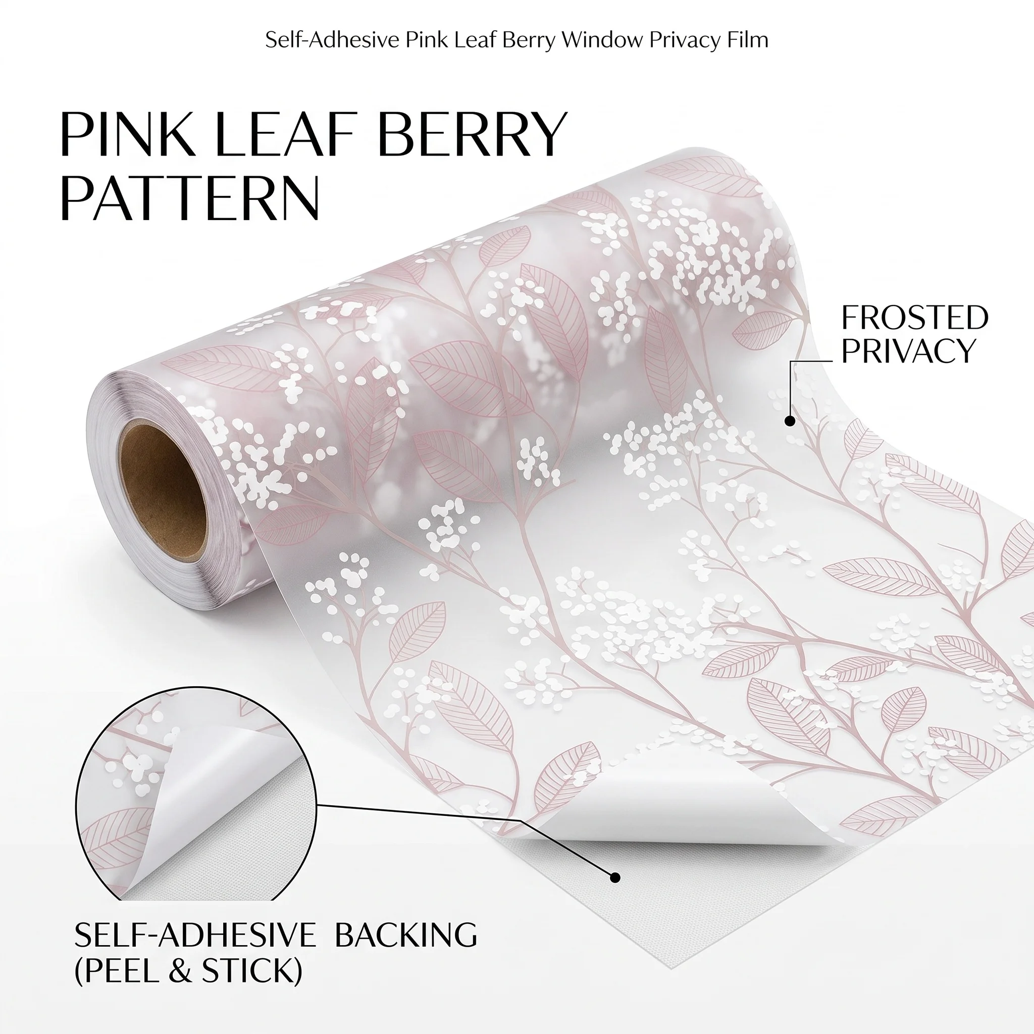 Window Insulation Film - Pink Leaf & White Flower Self-Adhesive