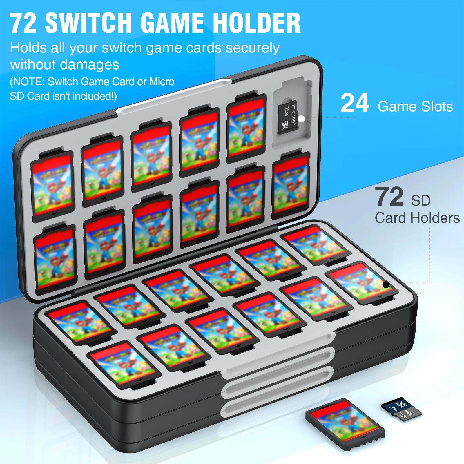 Custodia per carte da gioco 72 in 1 per Nintendo Switch custodia per carte protettive OLED per accessori per carte da gioco Switch/Switch Lite