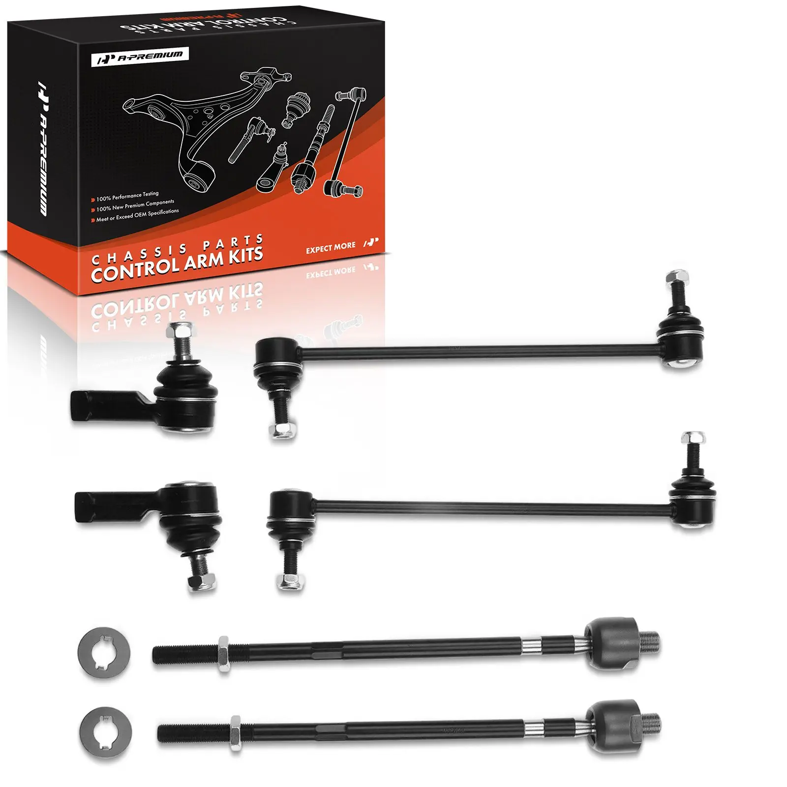 A-Premium 6x Front Sway Bar Links Inner & Outer Tie Rod Ends for Mitsubishi Endeavor 2004-2008