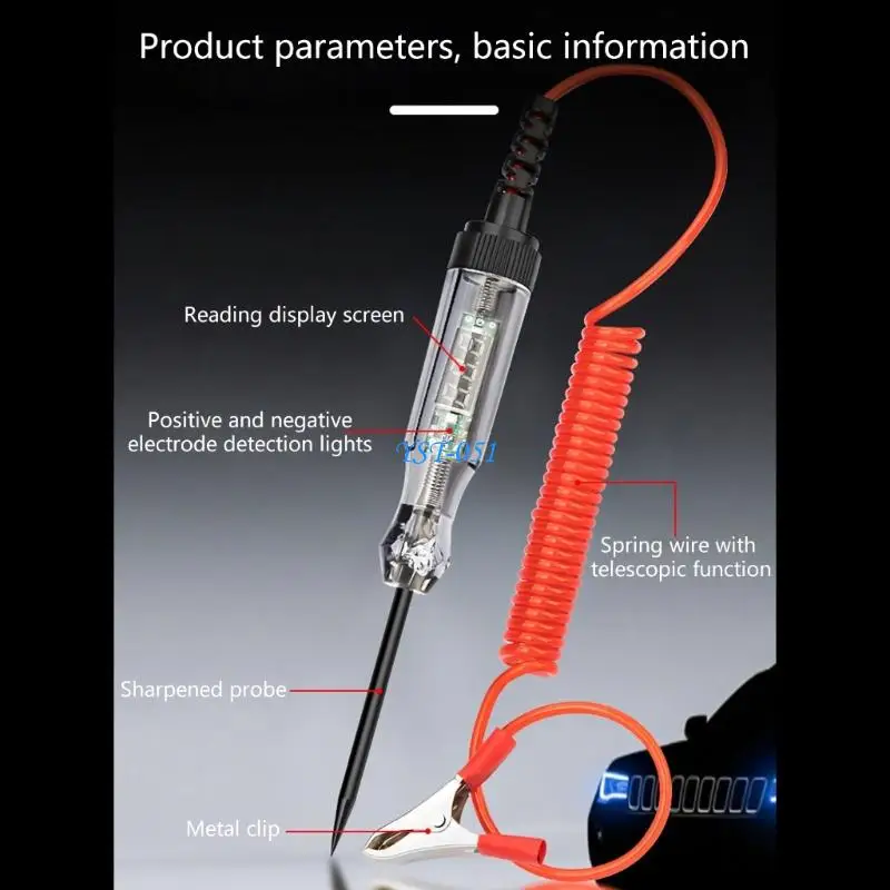 

E15A Car Electrical Tester Pen 5V-120V Multifunction Detectors Realtime LED Display Insulated Safe Construction