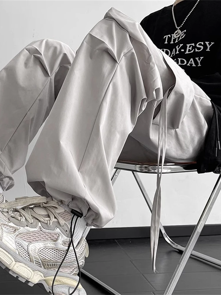 

Мужские повседневные брюки в стиле американской уличной моды, весна-осень, новая модель, свободные прямые брюки-парашютчики, рабочая одежда, спортивные брюки