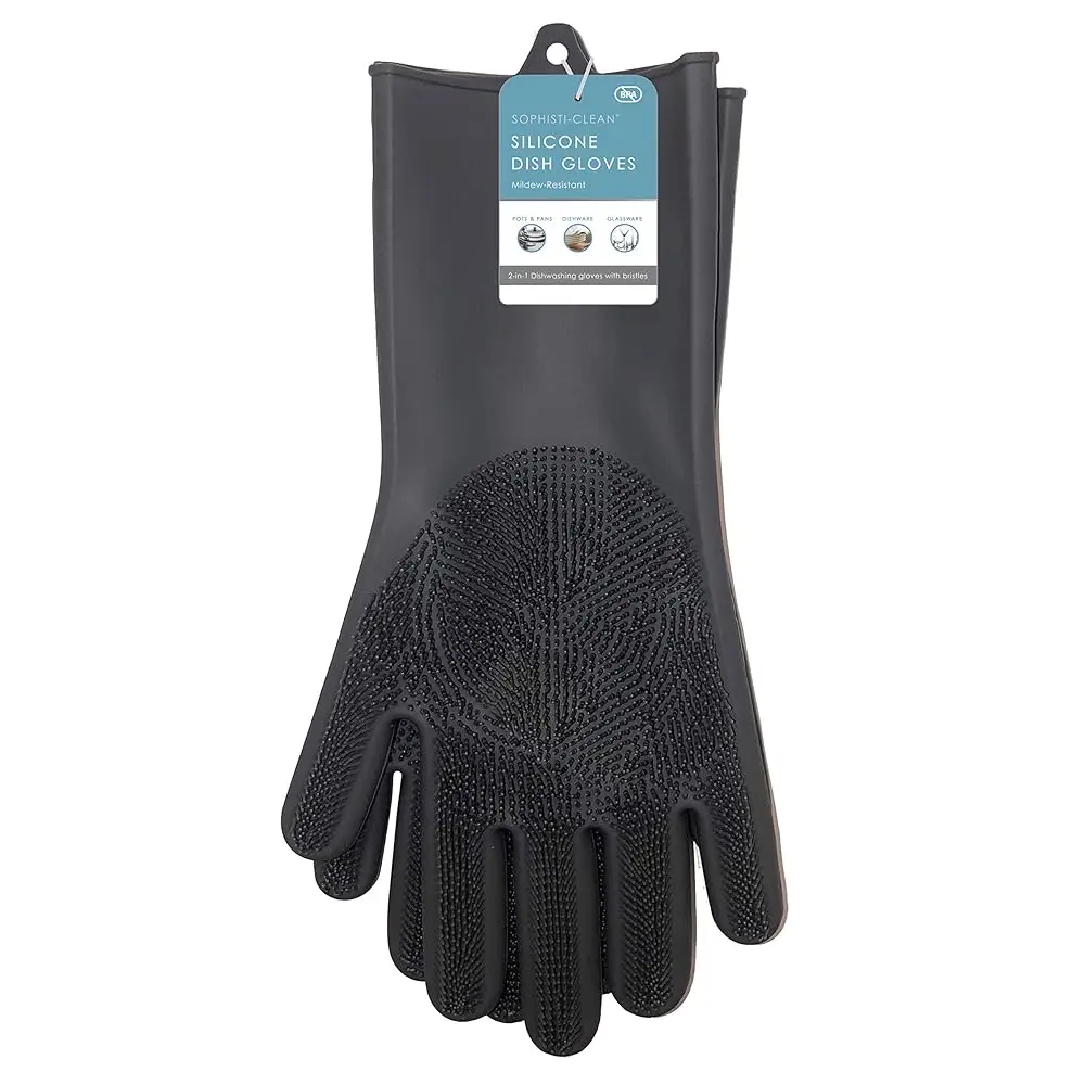 

Free Shipping Silicone Dish Gloves, Includes 2 Pairs of Silicone Scrubbing Gloves for Dishwashing, Cleaning, and Housework, Heat