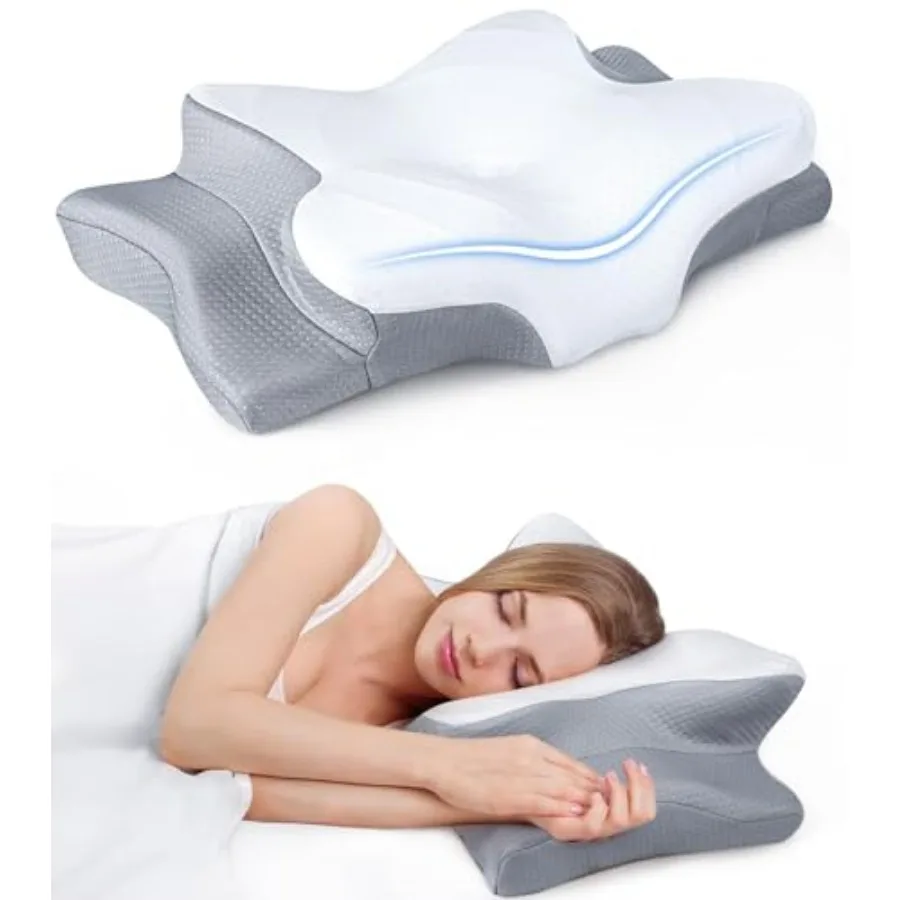 

Ultra Pain Relief Cooling Pillow for Neck Support, Adjustable Cervical Pillow Cozy Sleeping, Odorless Ergonomic Contour Memory