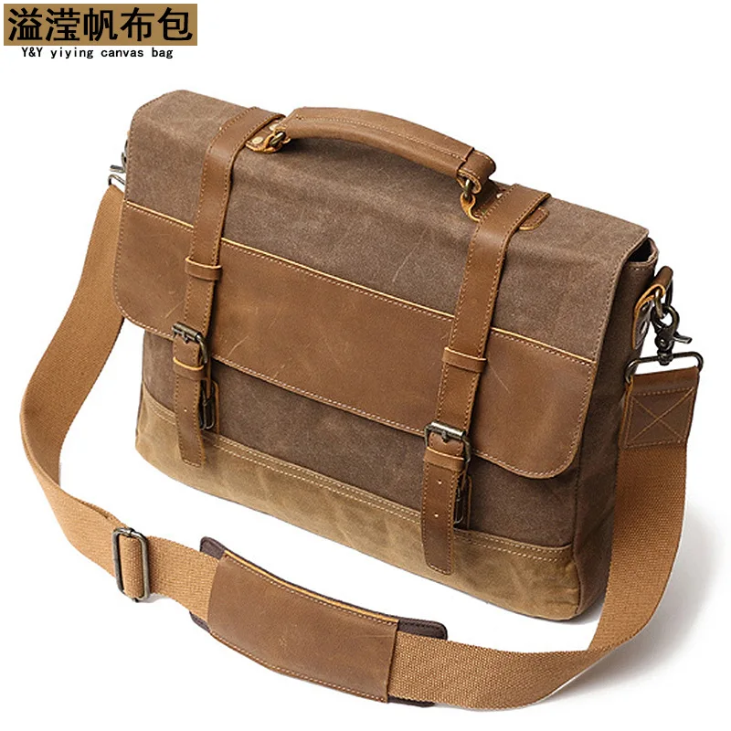 Borsa a tracolla a tracolla in tela da uomo, valigetta da viaggio d'affari di grande capacità, borsa per laptop