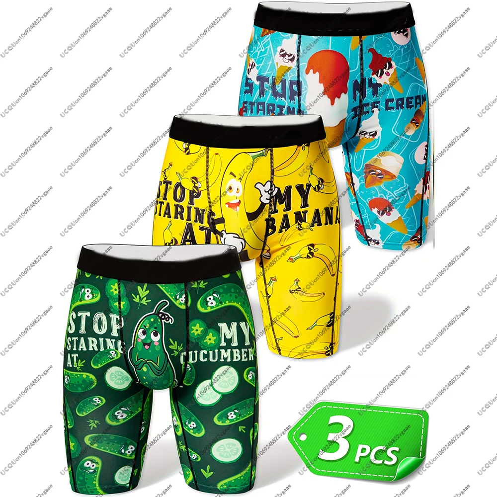 3 stücke Männer Sport Unterwäsche 3 stücke Strand Set Atmungsaktive Shorts Valentinstag Geschenk Freund Banana Eis Elastische boxer Briefs