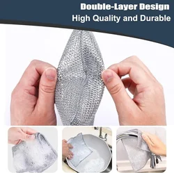 Magic Cleaning Cloth Thickened Sided Metal Steel Wire Rags Kitchen Dish Pot Washdishing Cloth Towel Clean Tools