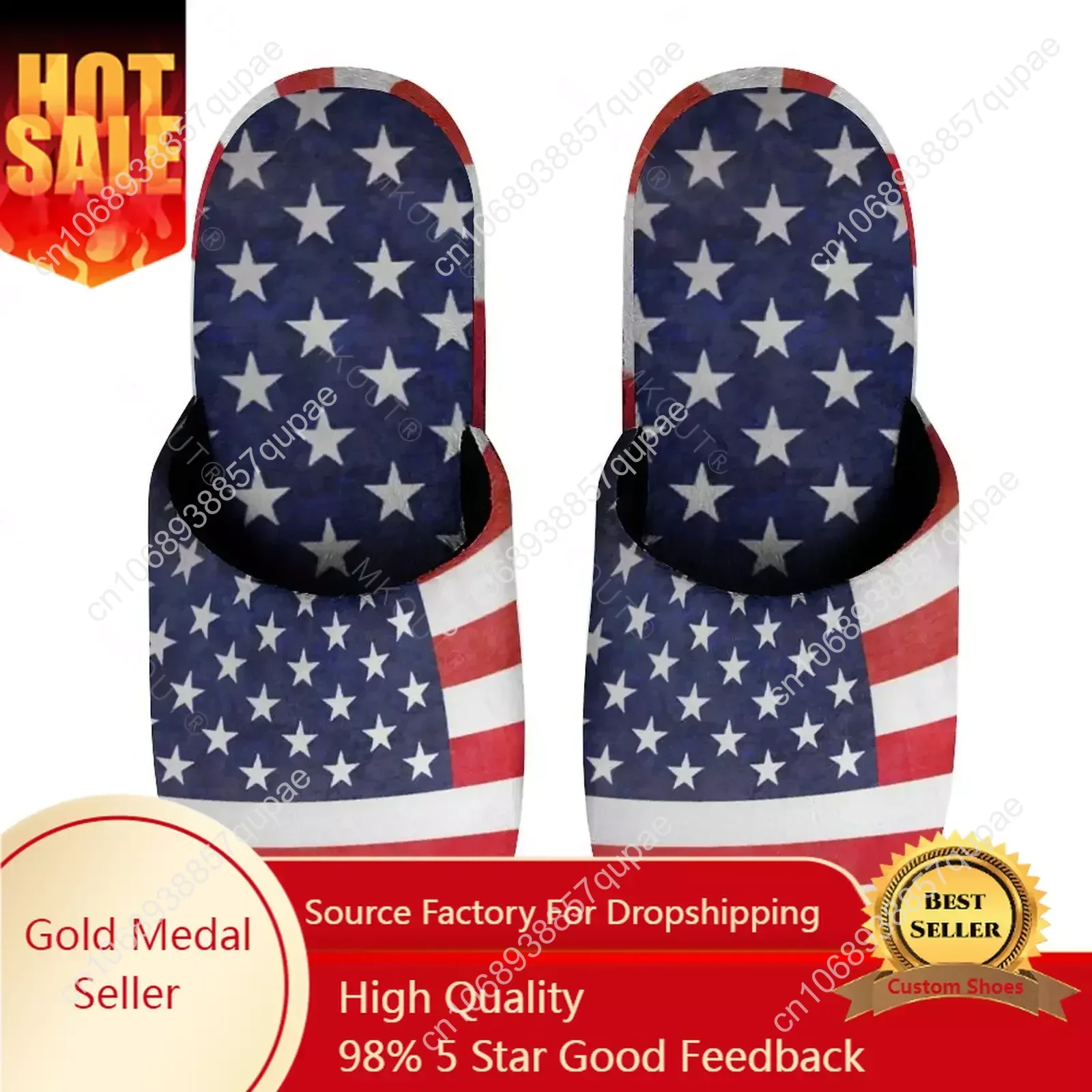 American Flag (7) Warm Cotton Slippers For  Men Women Thick Soft Soled Non-Slip Fluffy Shoes  Indoor House Slippers Clapper