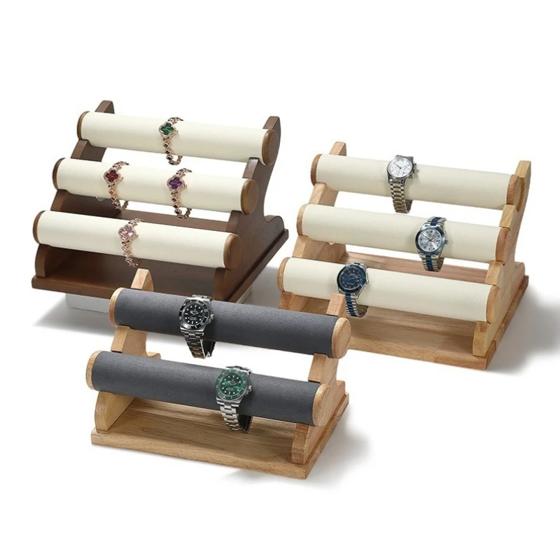 Solid Wood Bracelet Display Stand Desktop Bracelet Jewelry Rack Hairband Bracelets Watches Organizer Removable Jewelry Holder