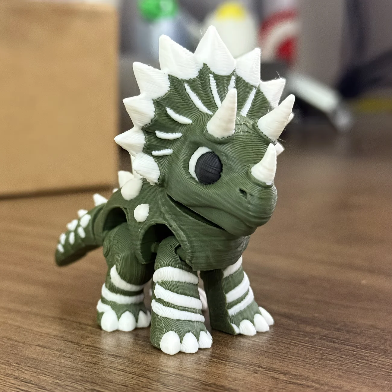 Green Triceratops Statue Ornament - Cozy Home Decor Accent, Desktop Craft Art Piece