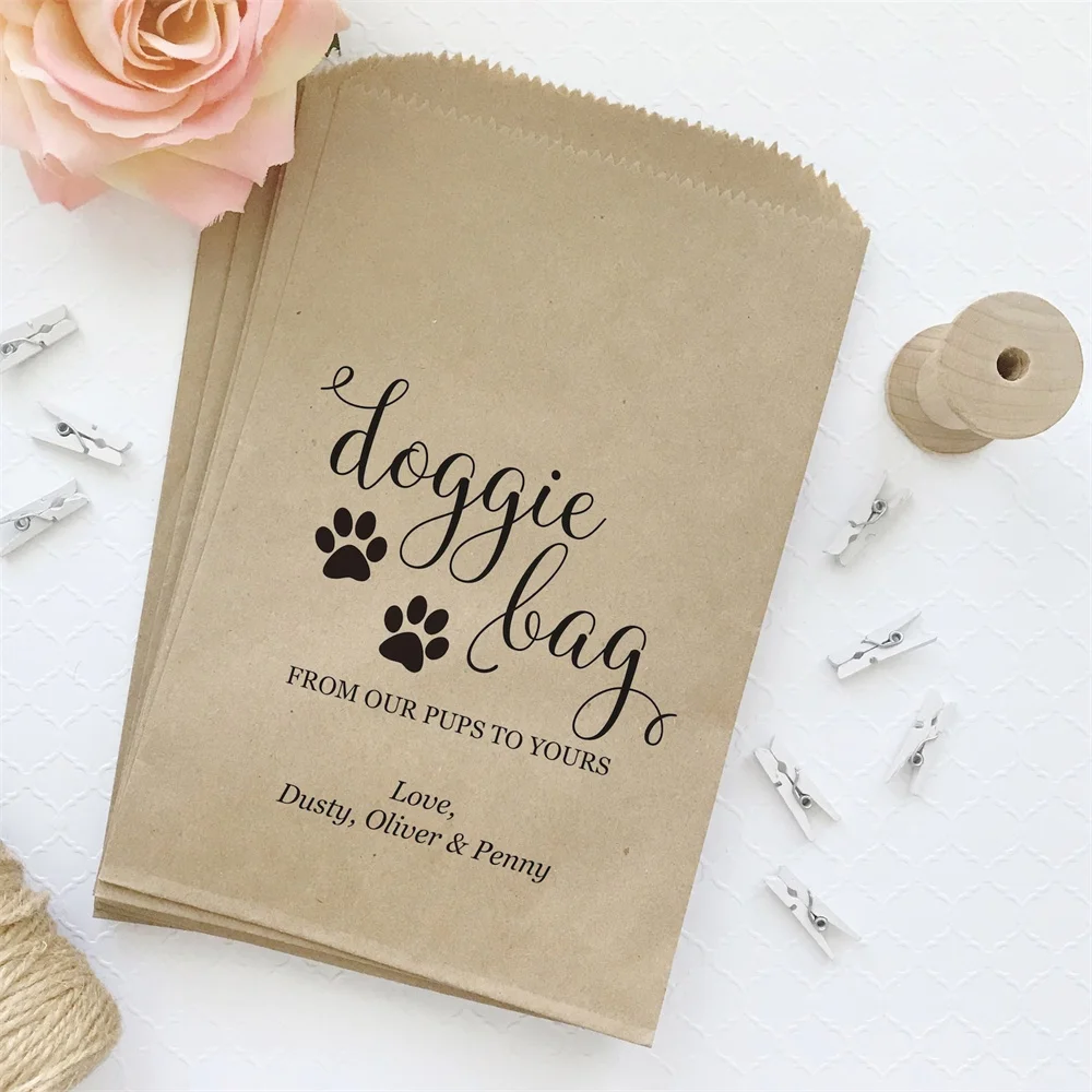 

50 Wedding doggie bag - Wedding doggy bag - Dog treat bags for wedding - Wedding favor bags