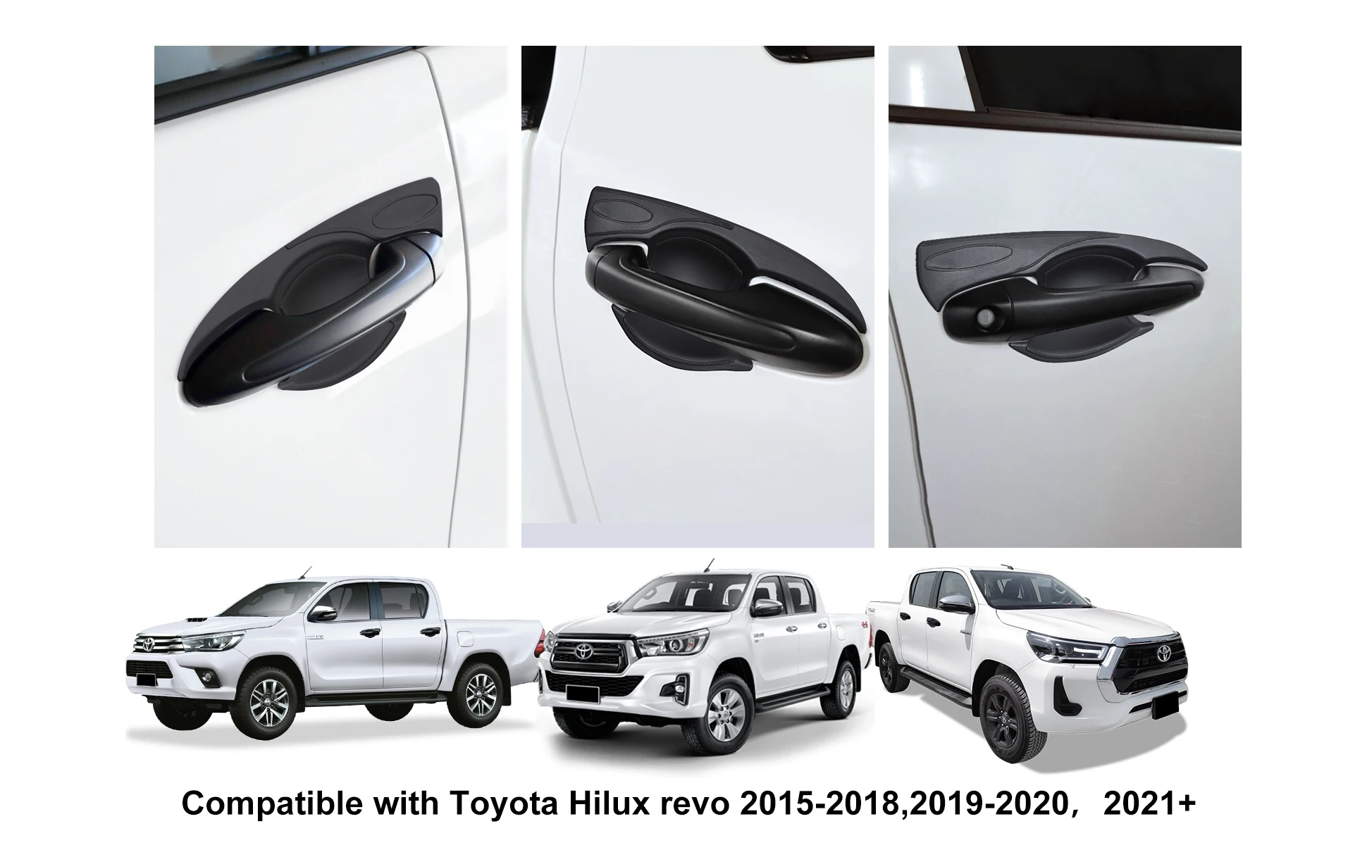 Door Handle Bowl Insert Cup Cover Door Handle Cover For Toyota Hilux Revo 2021 2022 2023 2024 4x4 Doubel Cabin Car Accessories